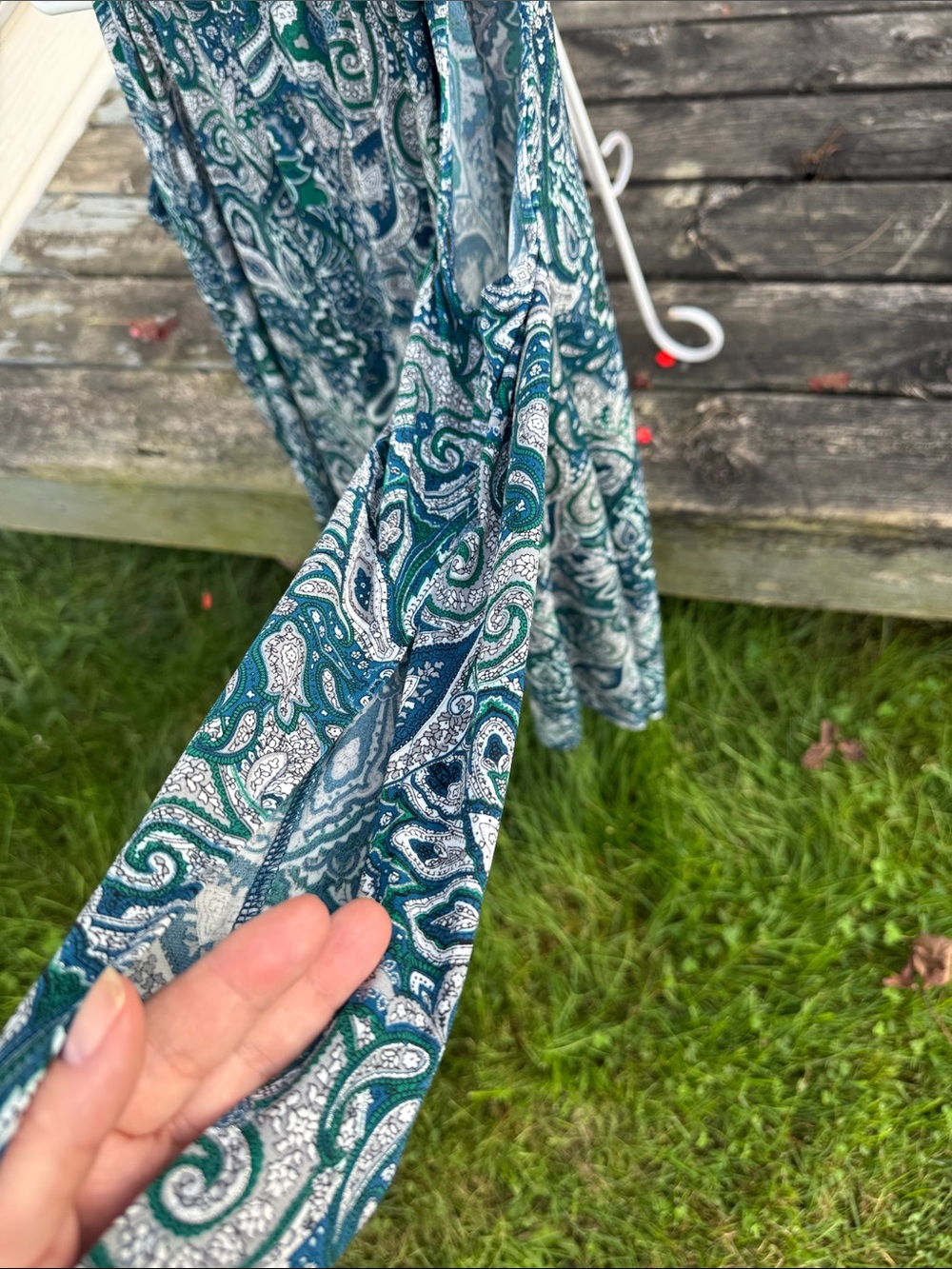 Cato Teal, Navy and White Paisley Long-Sleeve Tunic - Picture 4 of 7